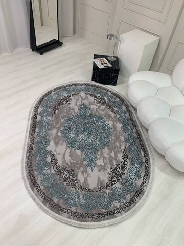 Низьковорсовий килим Zinque, ціано-молочно-коричневий, 80x150 А226 фото
