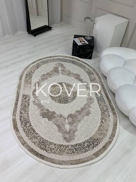 Низьковорсовий килим Zindra, білий з кавовим, 80x150 А233 фото