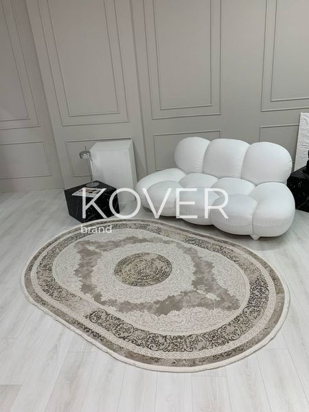 Низьковорсовий килим Zindra, білий з кавовим, 80x150 А233 фото