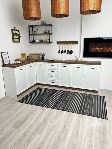 Безворсовий килим Urbana, чорний 80х150, сірий А248 фото