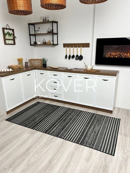 Безворсовий килим Urbana, чорний 80х150, сірий А248 фото