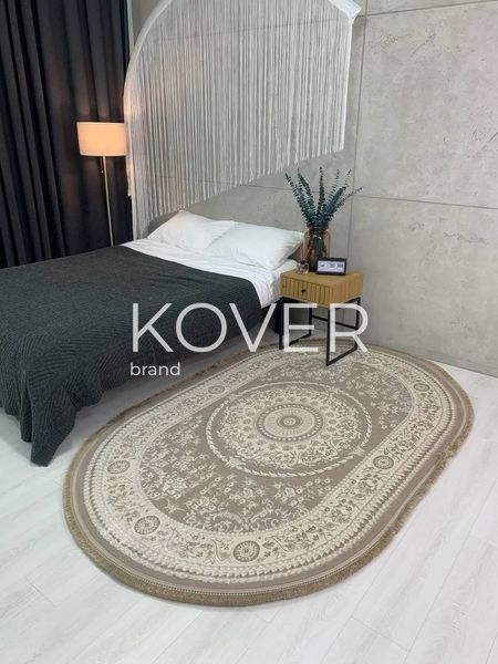 Низьковорсовий килим Xorin, молочний з коричневим, 60x110 А272 фото