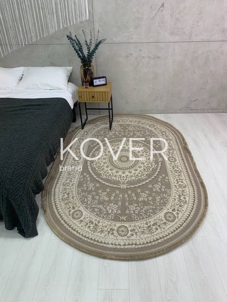Низьковорсовий килим Xorin, молочний з коричневим, 60x110 А272 фото