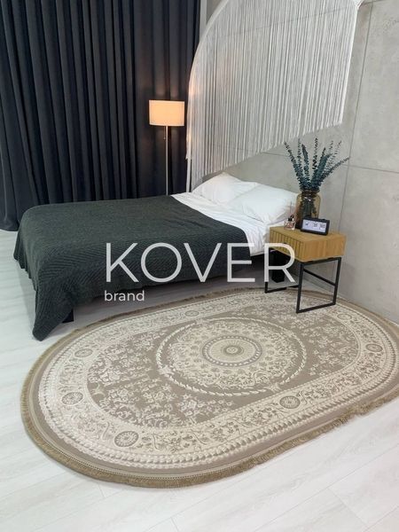Низьковорсовий килим Xorin, молочний з коричневим, 60x110 А272 фото