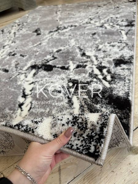 Низьковорсовий килим Vinton, чорний з сірим та білим, 80x150 А164 фото