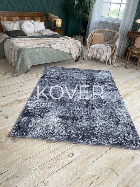 Низьковорсовий килим Emmer, 80x150, чорно-біло-сірий А106 фото