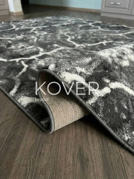 Низьковорсовий килим Lava Grey, 80х150, темно-сірий з білим А601 фото