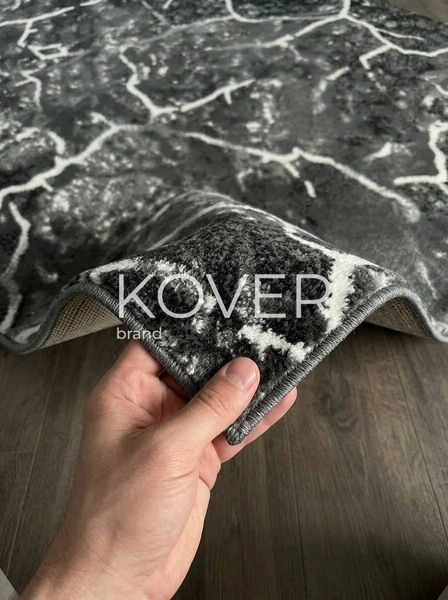 Низьковорсовий килим Lava Grey, 80х150, темно-сірий з білим А601 фото
