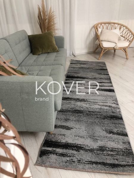 Низьковорсовий килим Soothe, 80x150, сіро-чорний А110 фото